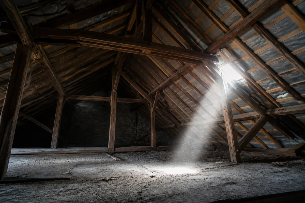Ecran sous-toiture visible entre les liteaux depuis l interieur d un comble non amenage