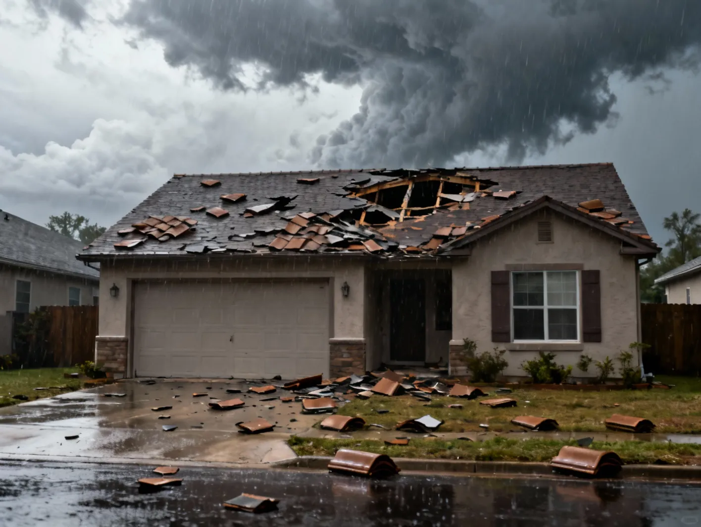 Reparation urgente apres tempete - Avant