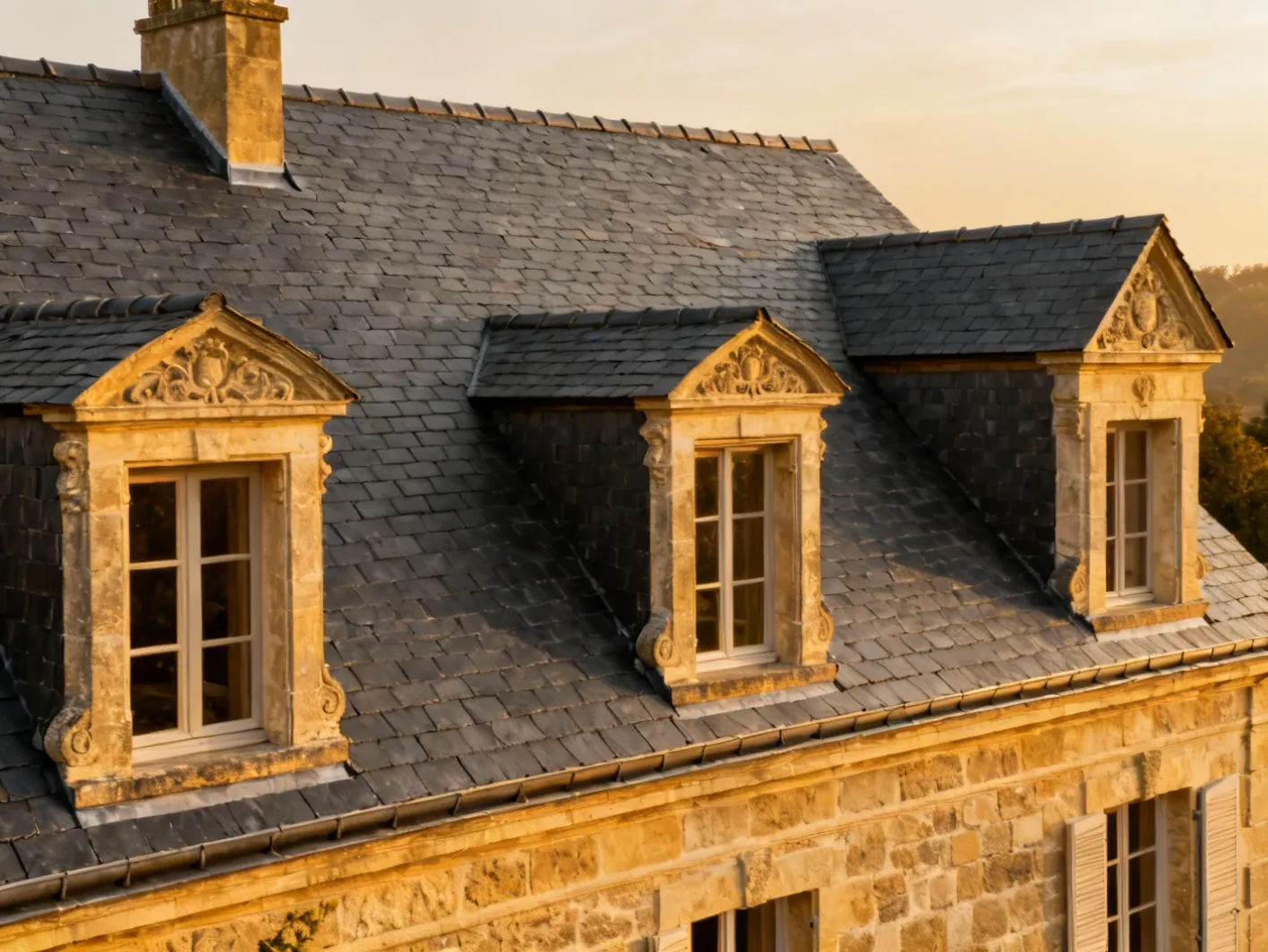 Restauration toiture en ardoise villa historique - Apres