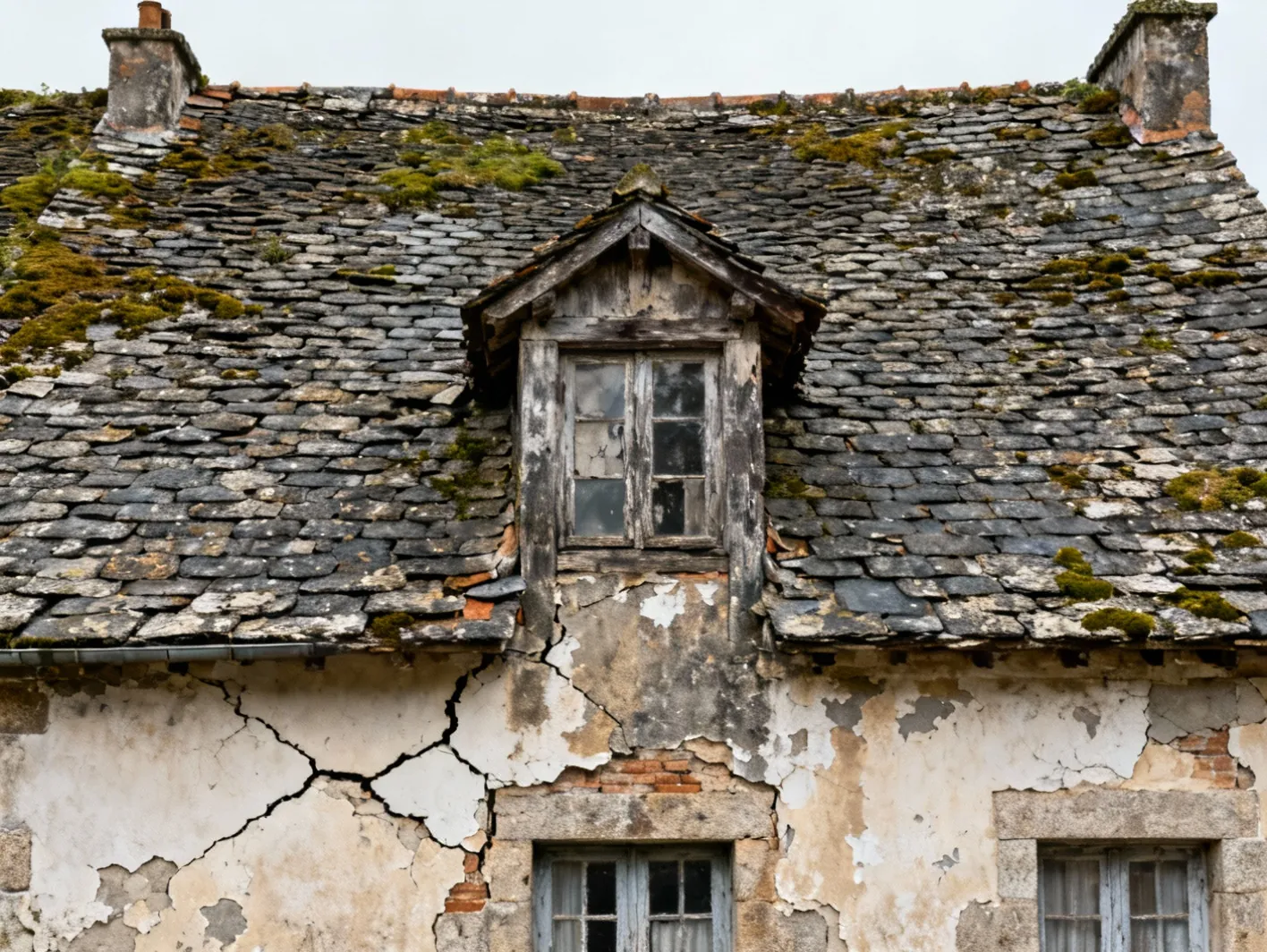 Restauration toiture en ardoise villa historique - Avant